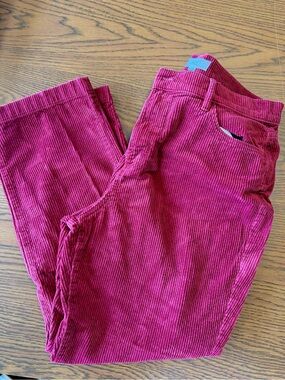 LOFT Deep Red Corduroy Ankle Pants